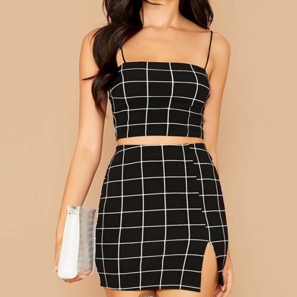 Women’s Shein two piece skirt, Sz L, Blk&white